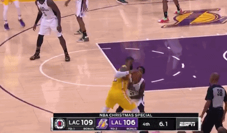 3、2019年12月25日，圣诞大战，湖人VS快船