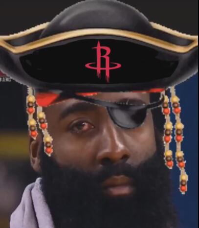 哈登眼睛充血被各种神P图玩坏！变身神盾局长和加勒比海盗