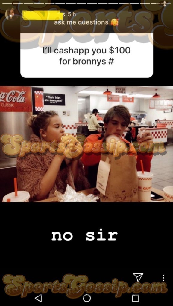 曝詹姆斯大儿子早恋！才上高一就交模特女友 比他大一岁