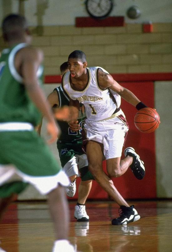 麦蒂高中时期赛场彩色高清写真：经典南瓜头 最后一张小腿太销魂