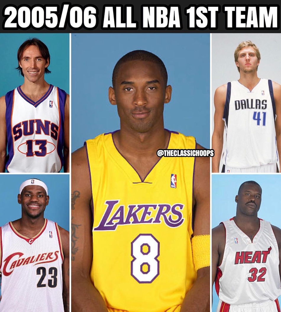 哪年最强？2000-16历年第一阵容回顾：科比17年间11次一阵