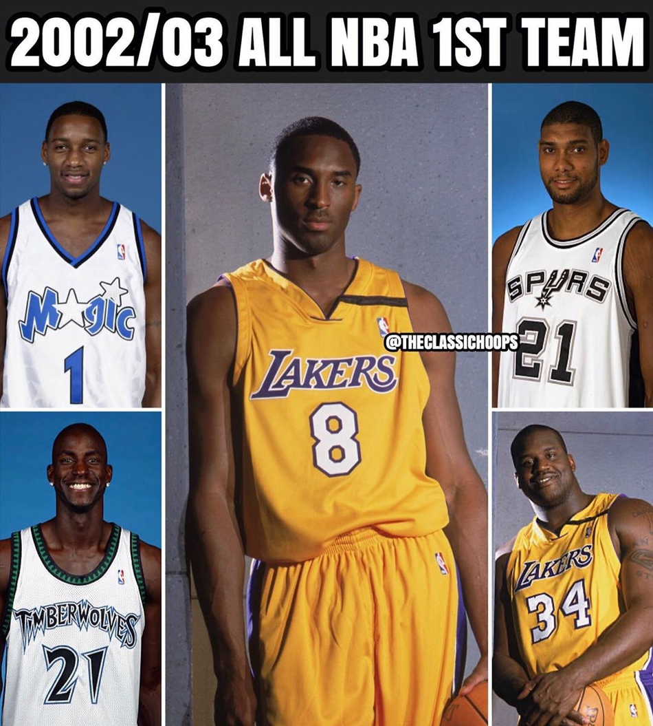 哪年最强？2000-16历年第一阵容回顾：科比17年间11次一阵