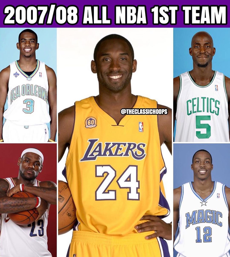 哪年最强？2000-16历年第一阵容回顾：科比17年间11次一阵