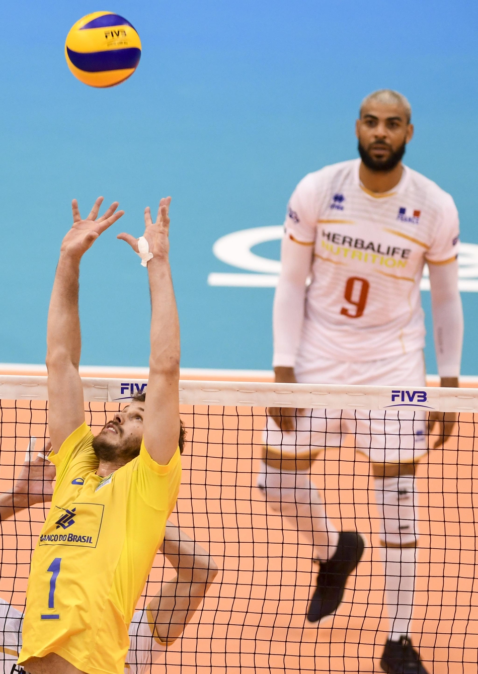 世界男排联赛法国3-0巴西