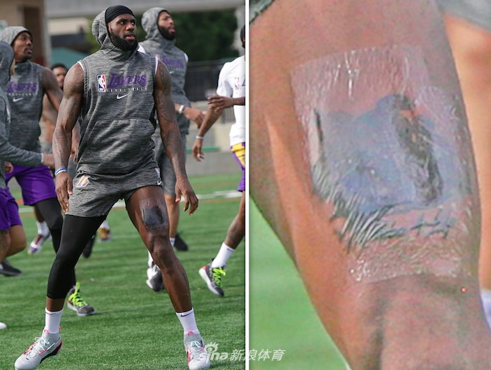 詹姆斯晒曼巴纹身与科比合照