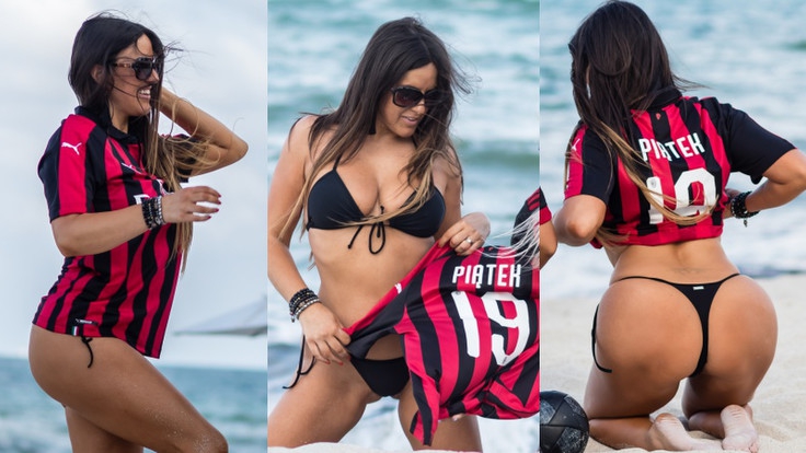 海滩巨臀姬!慢慢脱去米兰球衣