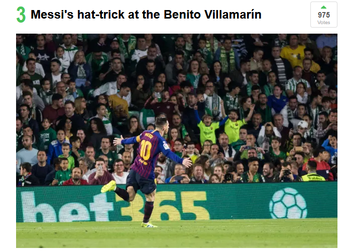 梅西在比利亚马林球场的帽子戏法