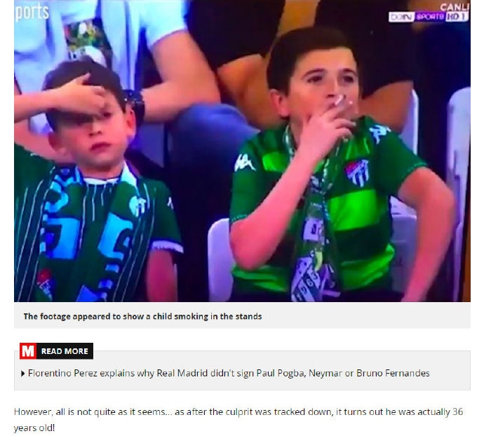 小孩儿看台抽烟惹争议 原来他是冻龄大佬