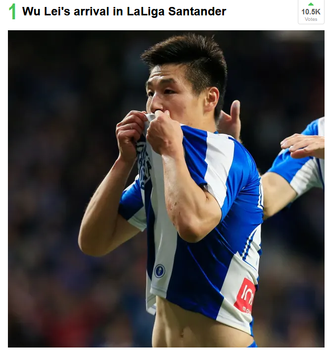 武磊登陆西甲得票数最多