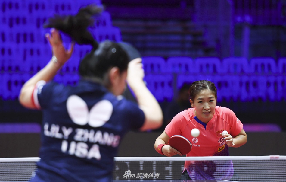 世乒赛中美乒乓球队赛前合练