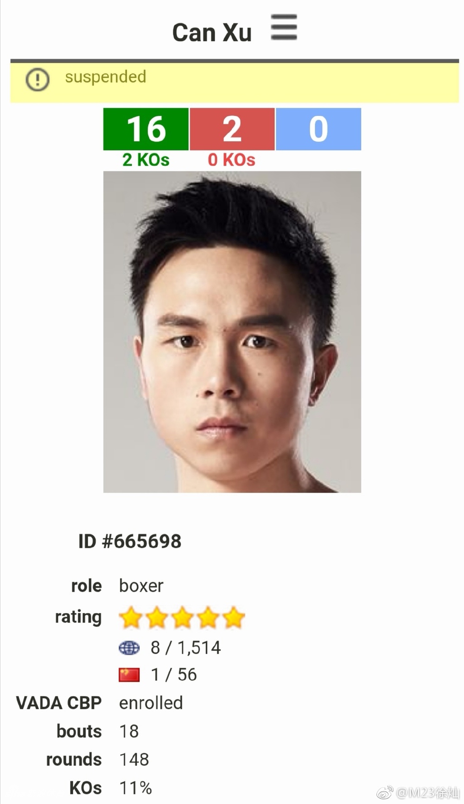 徐灿成中国男子首位五星级拳王