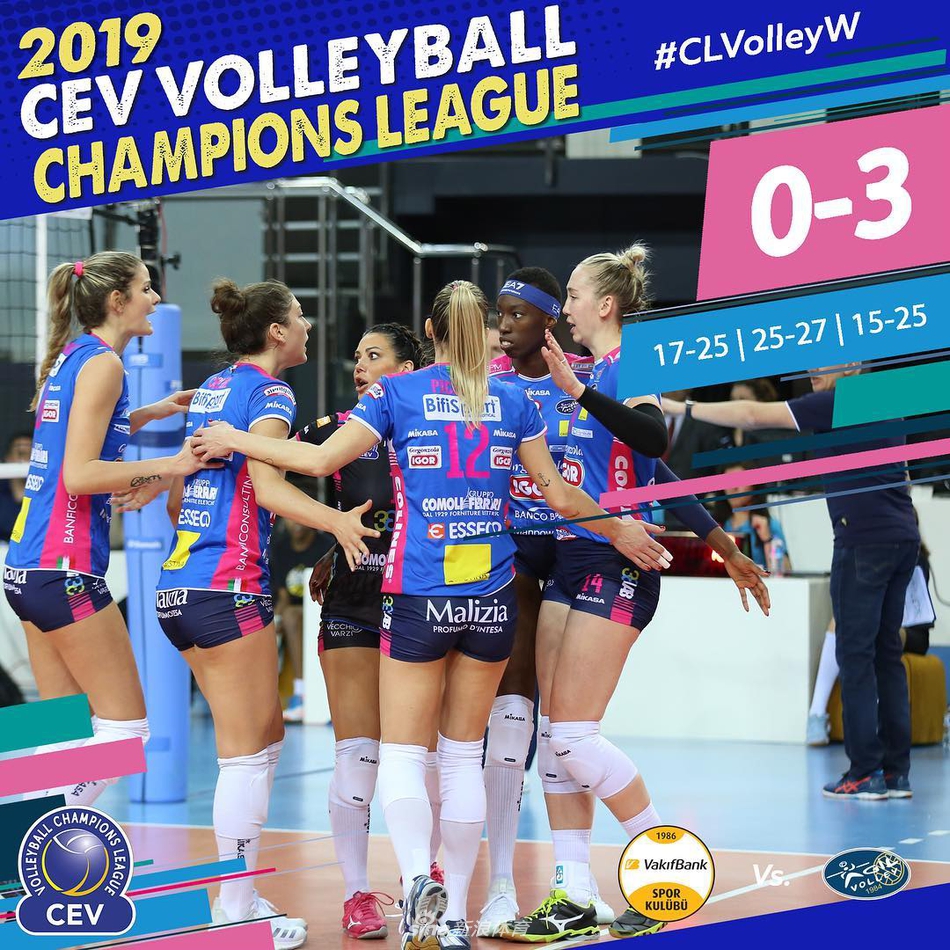 朱婷11分女排欧冠瓦基弗0-3诺瓦拉