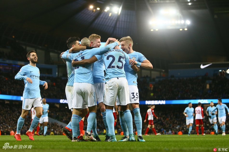 曼城全队庆祝进球