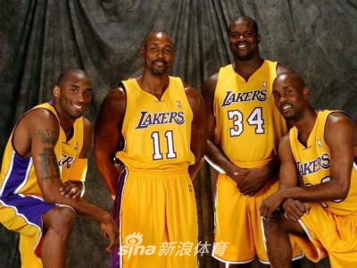 4.洛杉矶湖人：科比-布莱恩特、沙奎尔-奥尼尔、加里-佩顿、卡尔-马龙