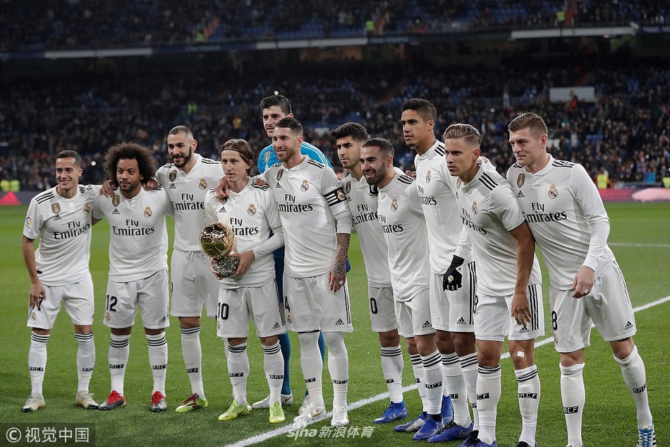 皇马众将与金球奖杯合影
