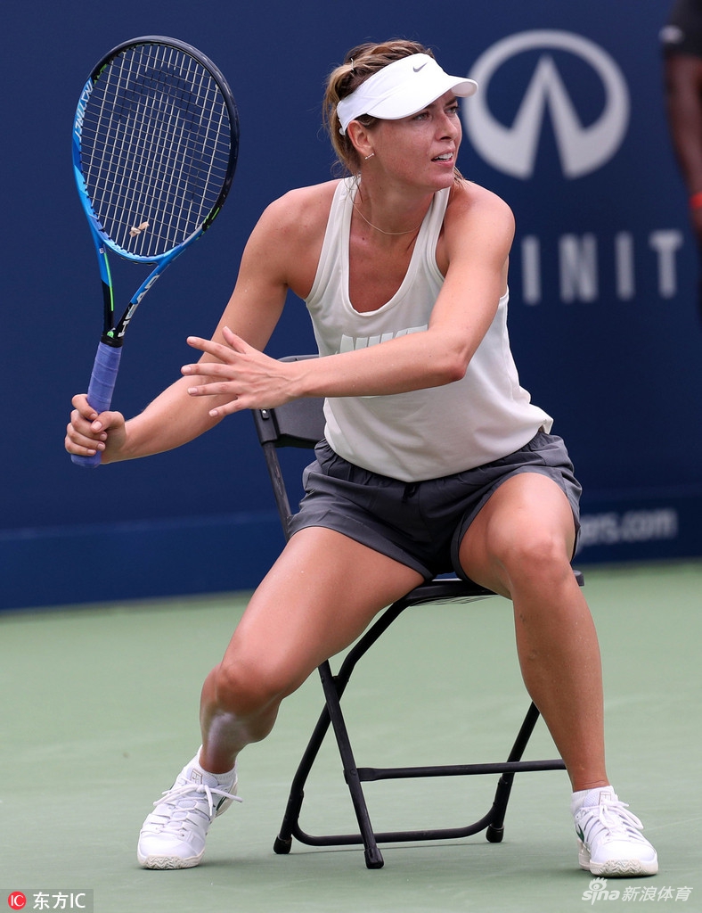 蒙特利尔,2018年wta罗杰斯杯前瞻,众星训练备战,莎拉波娃坐椅子练回球