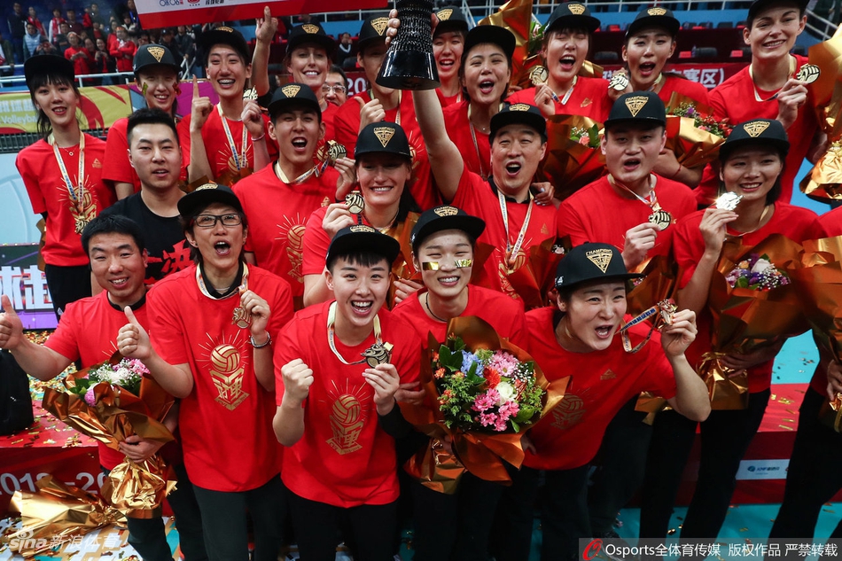 北京女排夺冠颁奖仪式