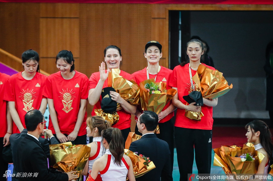 北京女排夺冠颁奖仪式