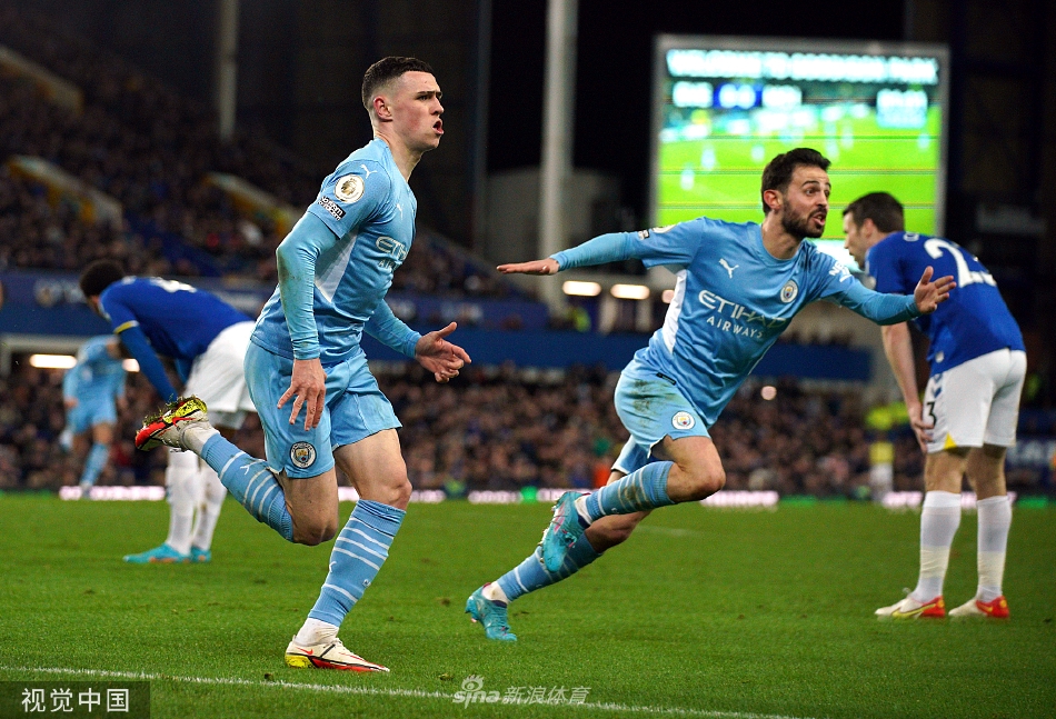 [英超]曼城1-0小胜埃弗顿 福登破门