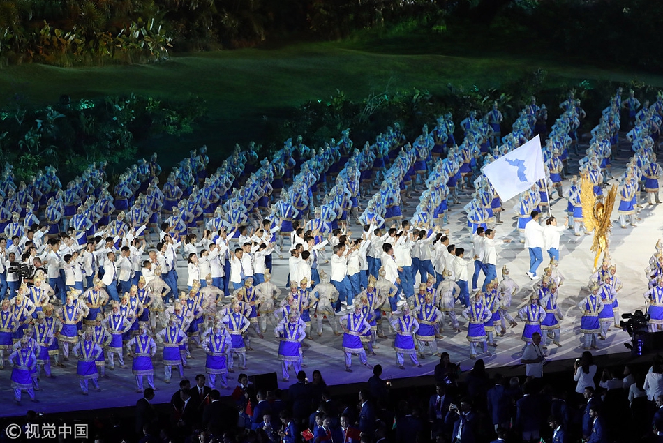 亚运会开幕式韩朝代表团共同入场