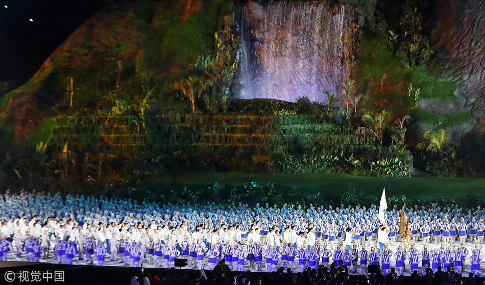 亚运会开幕式韩朝代表团共同入场