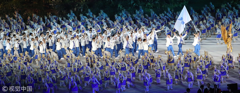 亚运会开幕式韩朝代表团共同入场