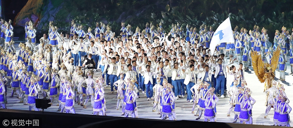 亚运会开幕式韩朝代表团共同入场