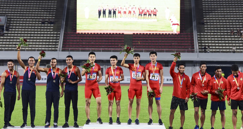 亚洲大奖赛：男子4x100米接力中国队夺冠
