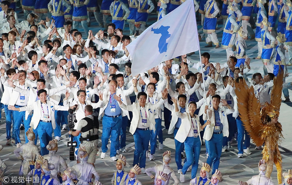 亚运会开幕式韩朝代表团共同入场