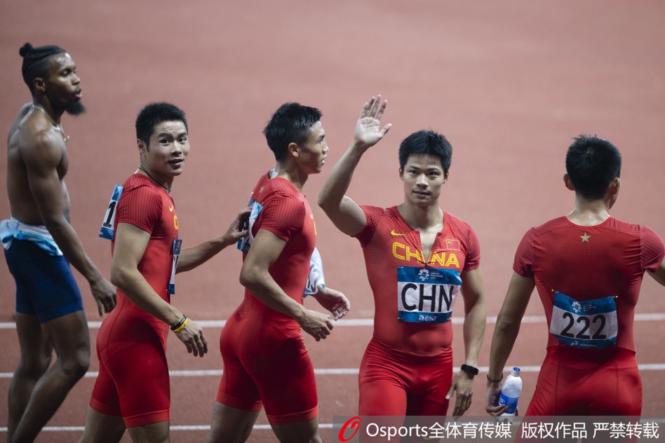 亚运会男子4x100米接力预赛 中国队小组第二出线