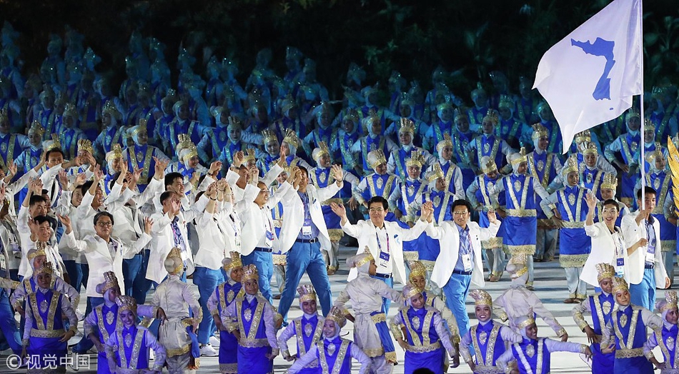 亚运会开幕式韩朝代表团共同入场