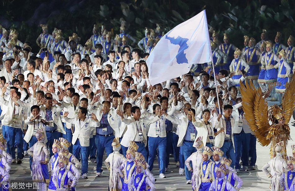 亚运会开幕式韩朝代表团共同入场