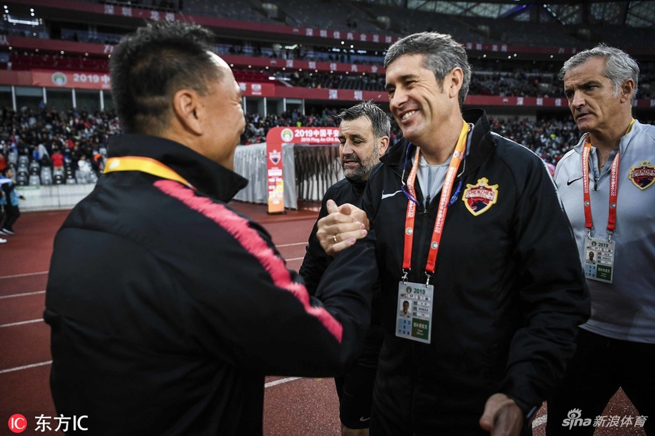 卡罗和沈祥福握手