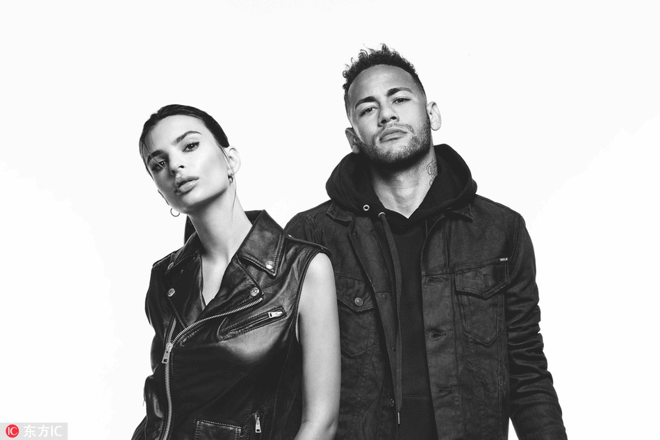 内马尔和超级名模拍时尚写真