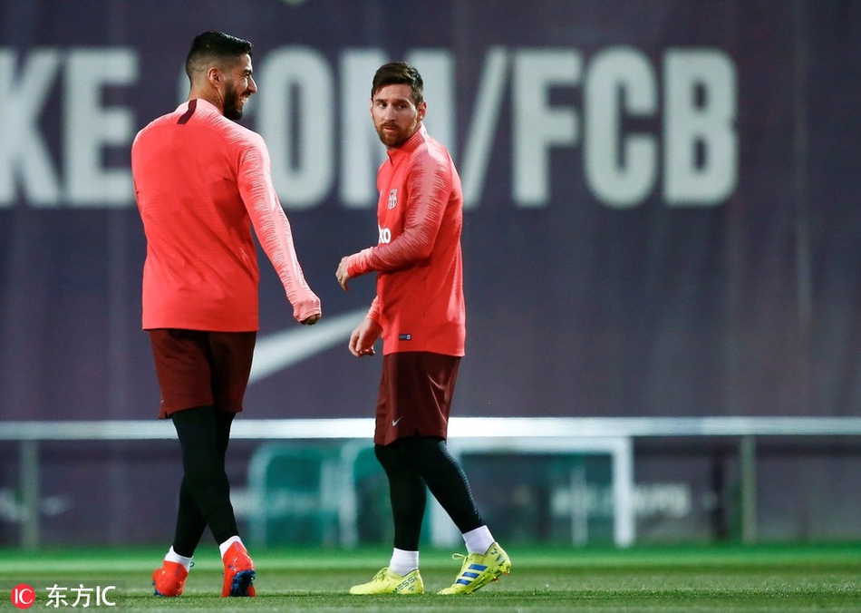 巴萨训练备战欧冠对阵里昂