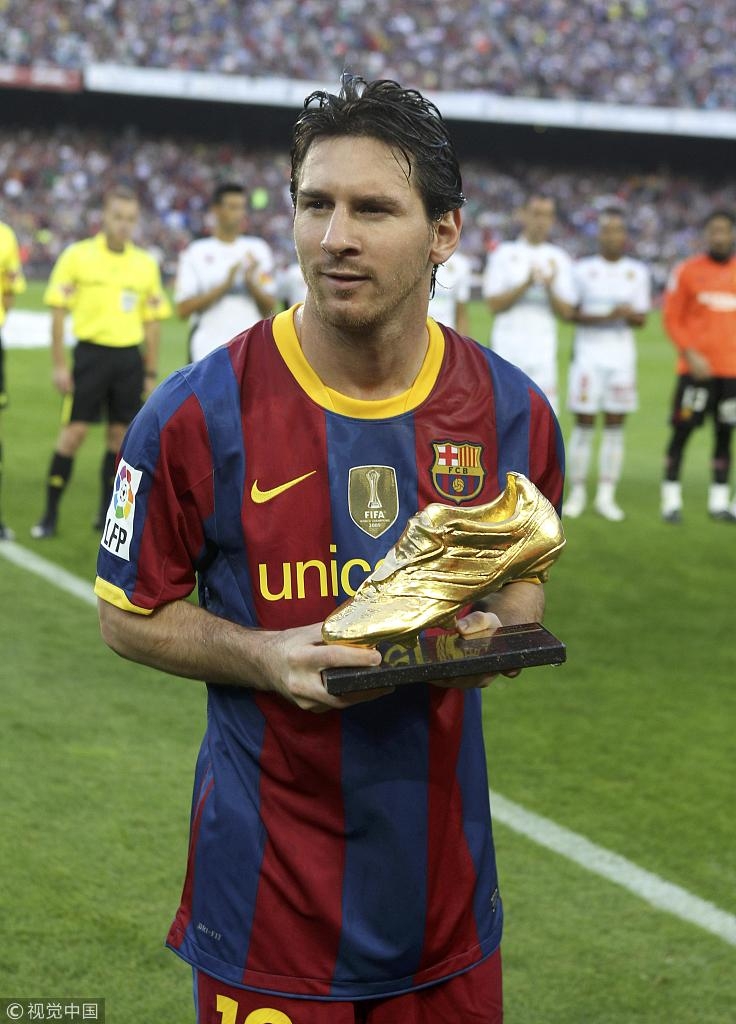 梅西收第5座欧洲金靴奖