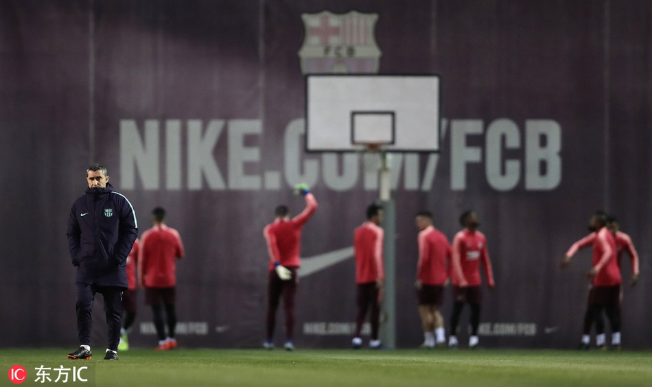 巴萨训练备战欧冠对阵里昂
