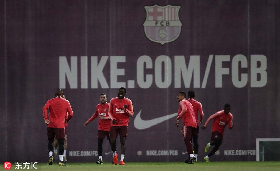 巴萨训练备战欧冠对阵里昂
