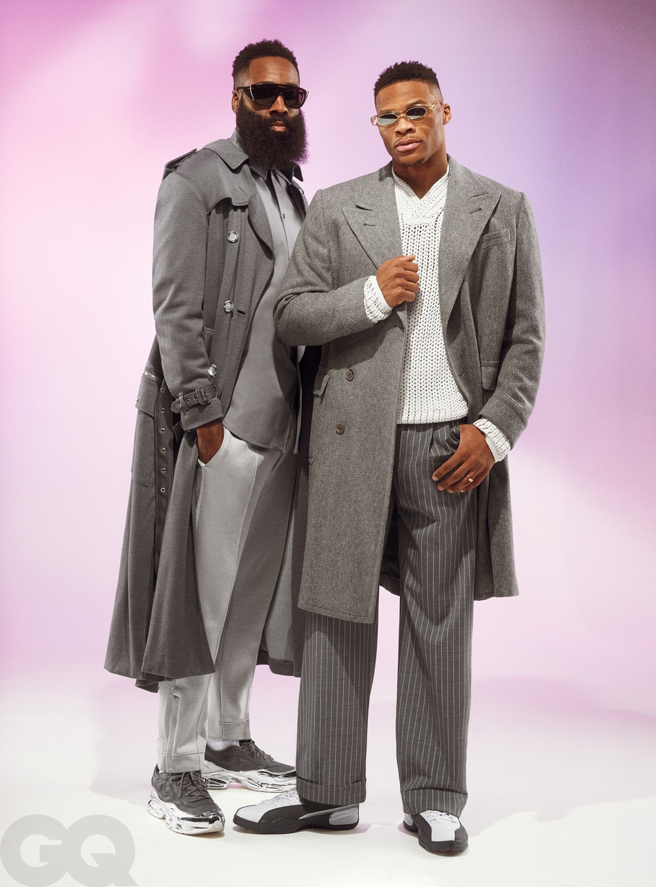 时尚大片！威少哈登一起登上《GQ》封面，半裸晒胸肌