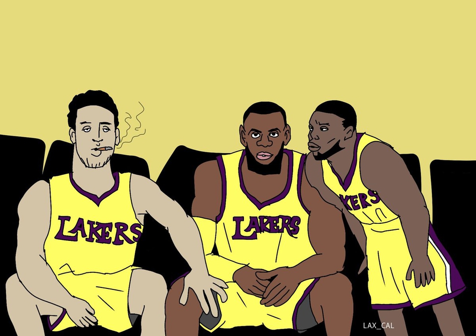 3、詹姆斯和史蒂芬森在湖人成了队友