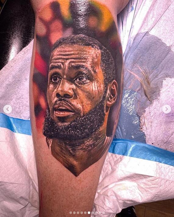 15个小时完成的詹姆斯湖人纹身!连laker都丝毫毕现