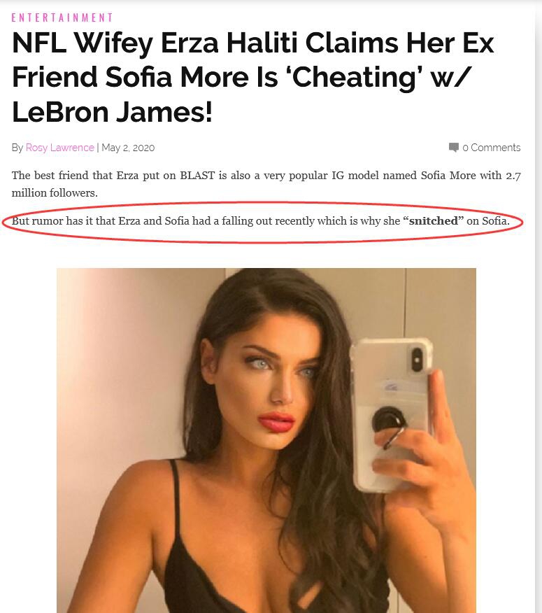 詹姆斯出轨模特？NFL球员妻子爆料！女主是她闹掰的前闺蜜