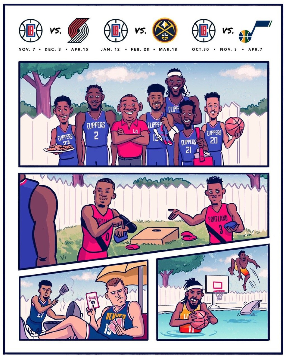 史上最萌的赛程公布！8张漫画看懂快船新赛季的重点比赛