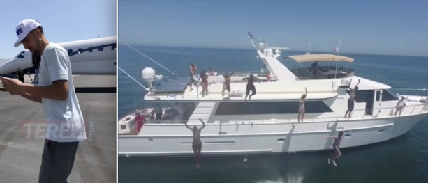 7、克雷-汤普森包游艇携众网红出游