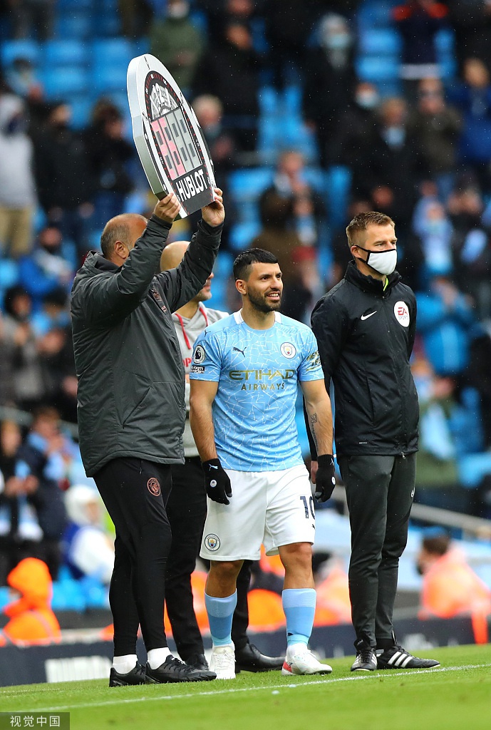 [英超]曼城5-0埃弗顿 阿圭罗两球