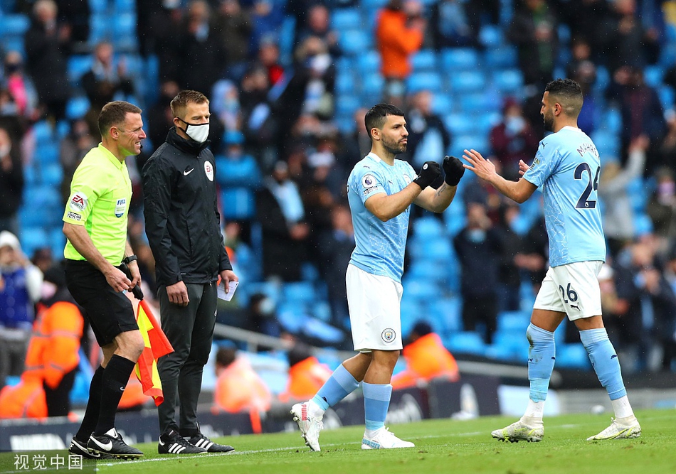 [英超]曼城5-0埃弗顿 阿圭罗两球