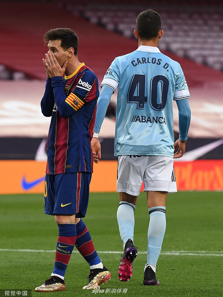 [西甲]巴萨1-2塞尔塔 梅西破门无缘争冠