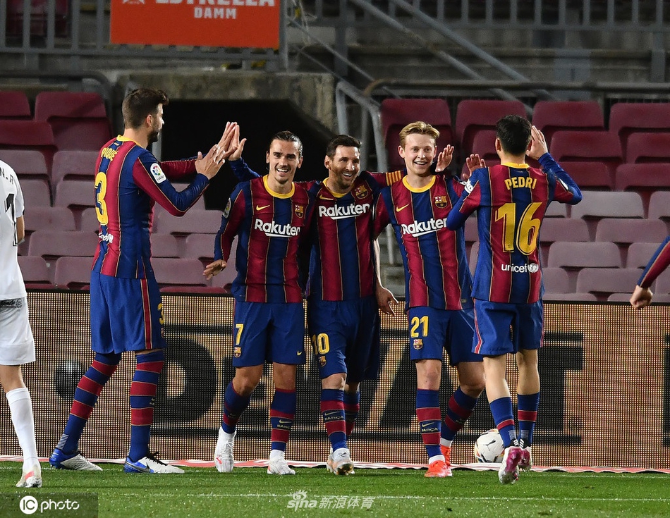 [西甲]巴萨5-2赫塔菲 梅西两射一传