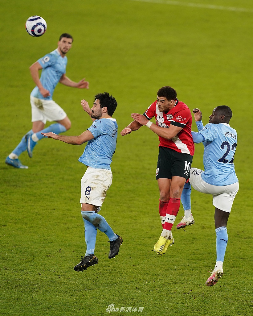 [英超]曼城5-2南安普顿 德布劳内马赫雷斯两球