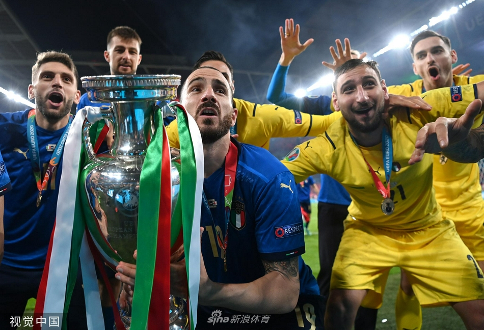 欧洲杯冠军颁奖仪式！意大利队庆祝夺冠